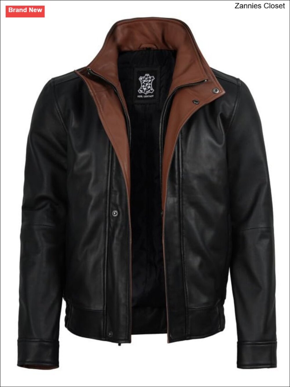 Real Lambskin Leather Jacket Men Wide Lapel Collar Moto Biker